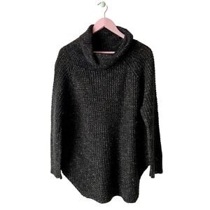 Free People Black Chunky Cowl Neck Sweater